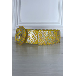 Ceinture jaune élastique à empiècement rectangulaire - 2