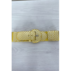 Ceinture jaune élastique à empiècement rectangulaire - 3