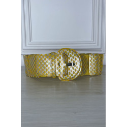 Ceinture jaune élastique à empiècement rectangulaire - 4