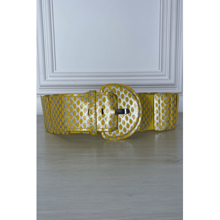 Ceinture jaune élastique à empiècement rectangulaire - 4