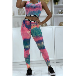 Ensemble sport legging et top fuchsia tie&die - 4