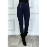 Pantalon slim marine taille haute à zip - 4