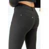 Pantalon slim noir en strech avec zip et suédine - 6