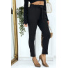 Pantalon cigarette noir avec poches et ceinture - 3