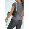 T-shirt anthracite manches courtes femme - 3