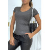 T-shirt anthracite manches courtes femme - 4