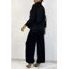 Ensemble cosy noir pantalon flare et col roulé - 4