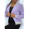 Veste fluide lilas légère à zip et bordure dorée - 3