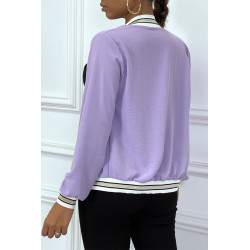 Veste fluide lilas légère à zip et bordure dorée - 9