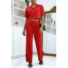 Ensemble chemise saharienne et pantalon palazzo rouge - 2