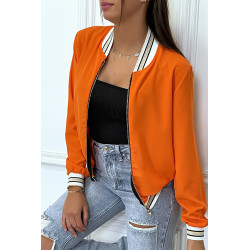 Veste fluide orange légère à zip et bordure dorée - 2