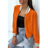 Veste fluide orange légère à zip et bordure dorée - 2