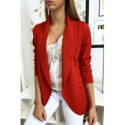 Veste Blazer rouge col châle avec poches. Blazer femme 1526 - 1