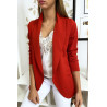 Veste Blazer rouge col châle avec poches. Blazer femme 1526 - 1