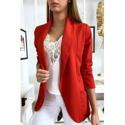 Veste Blazer rouge col châle avec poches. Blazer femme 1526 - 3