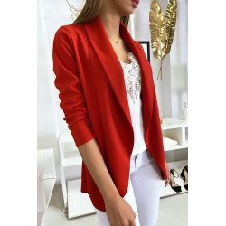 Veste Blazer rouge col châle avec poches. Blazer femme 1526 - 4