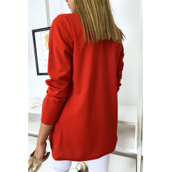 Veste Blazer rouge col châle avec poches. Blazer femme 1526 - 6