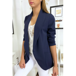 Veste Blazer marine col châle avec poches. Blazer femme 1526 - 1