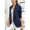 Veste Blazer marine col châle avec poches. Blazer femme 1526 - 1