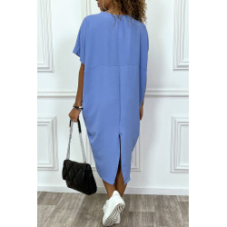 Robe bleue mi longue à fente au dos - 4