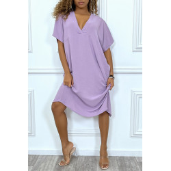 Robe violette mi longue à fente au dos - 4