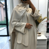 Robe abaya couleur beige avec foulard  intégré  - 1