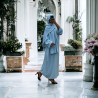 Robe abaya couleur bleu ciel avec foulard  intégré  - 2