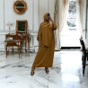 Robe abaya couleur camel foncé avec foulard  intégré  - 4