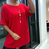 Tunique over size rouge avec collier  - 1