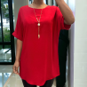 Tunique over size rouge avec collier  - 2