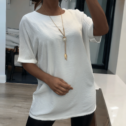 Tunique over size blanche avec collier  - 1