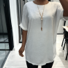 Tunique over size blanche avec collier  - 2