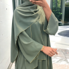 Robe abaya couleur kaki deux pièces avec foulard  - 1