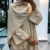 Robe abaya couleur beige deux pièces avec foulard  - 1