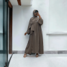 Robe abaya couleur taupe deux pièces avec foulard  - 4