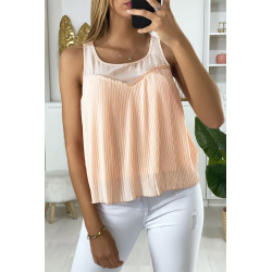 Blouse rose doublé et plissé à l'avant - 3