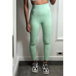 Legging vert en maille côtelé très extensible - 3