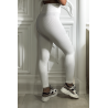 Legging blanc en maille côtelé très extensible - 1