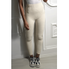 Legging beige en maille côtelé très extensible - 2