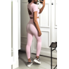 Ensemble legging et top sport rose en matière gênante - 1