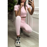 Ensemble legging et top sport rose en matière gênante - 4