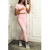 Ensemble legging et top sport rose en matière gênante - 5