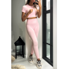 Ensemble legging et top sport rose en matière gênante - 6