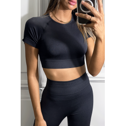 Ensemble legging et top sport noir en matière gênante - 2