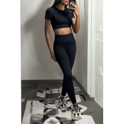 Ensemble legging et top sport noir en matière gênante - 6