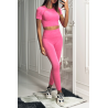 Ensemble legging et top sport fuchsia en matière gênante - 5