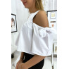 Blouse crop top blanche avec noeuds - 1