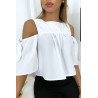 Blouse crop top blanche avec noeuds - 2