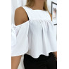 Blouse crop top blanche avec noeuds - 3