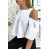 Blouse crop top blanche avec noeuds - 4